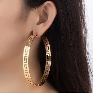 NEW•Zen Bohemian Art Deco Gold Hoop Unique Earrings